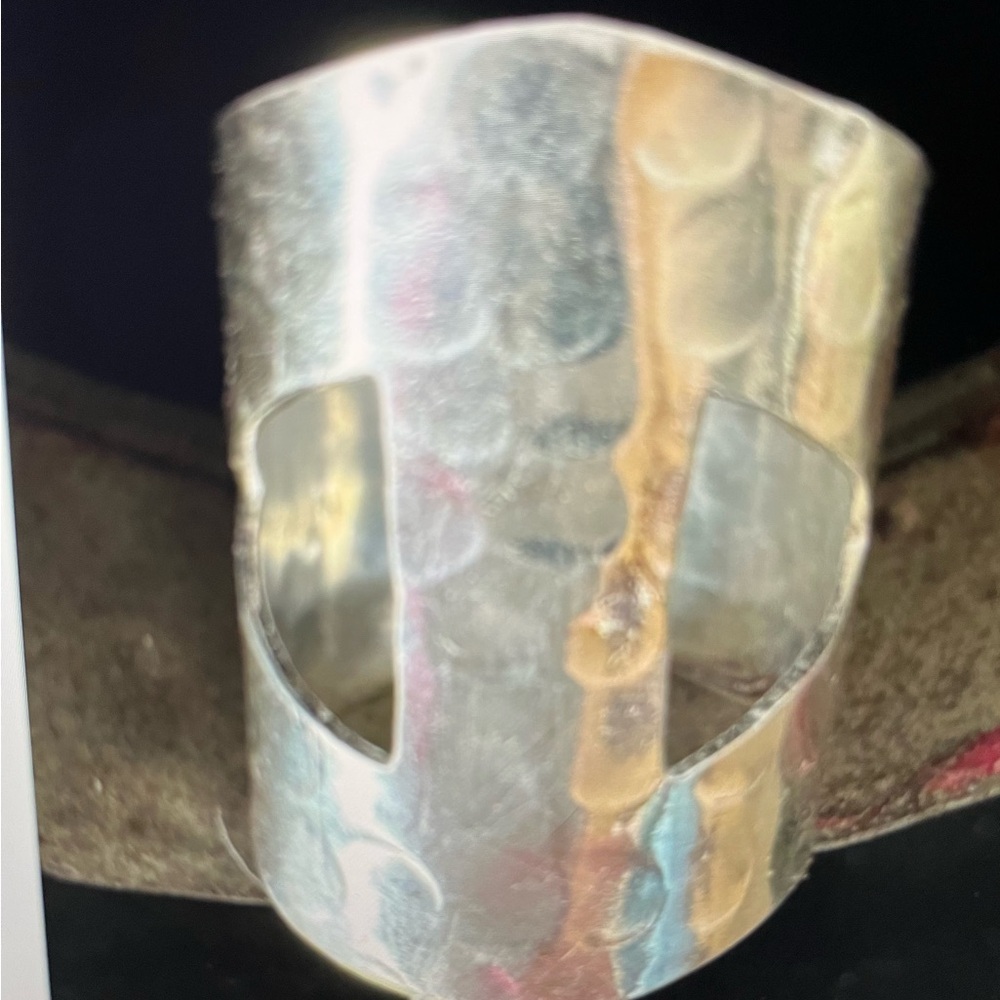 Silver Geometric Statement Ring Size 7.5 - image 2